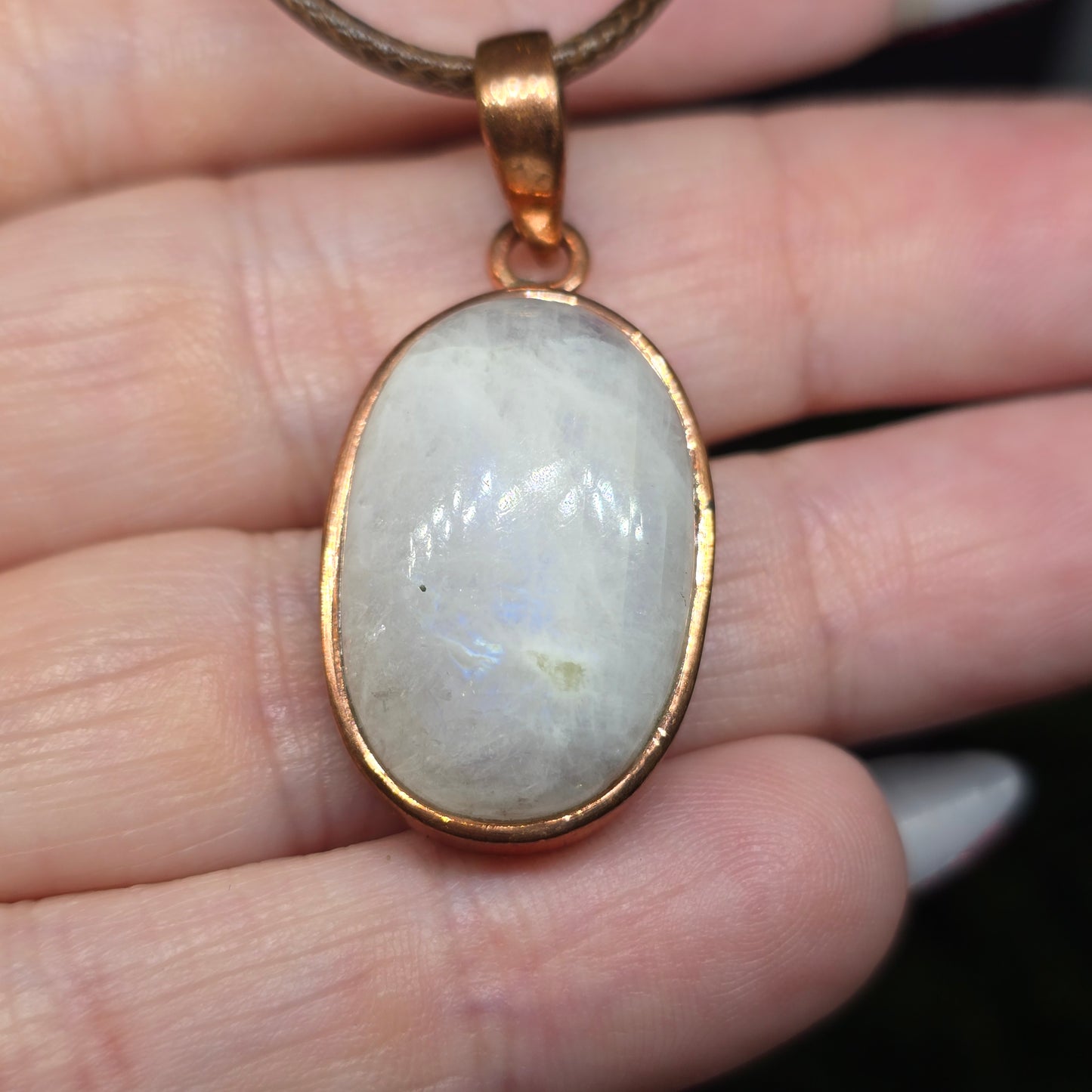 Moonstone Crystal Oval Copper Necklace III
