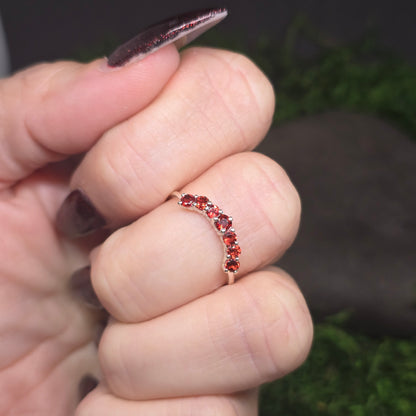 Garnet 7cut Band s925 Ring sz5