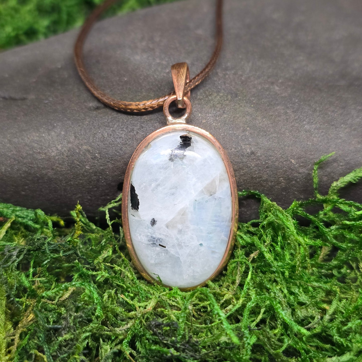 Moonstone Crystal Oval Copper Necklace II