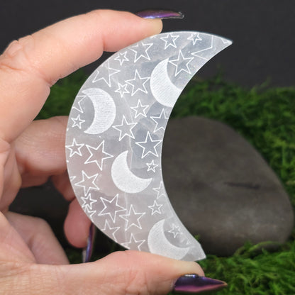 Selenite Celestial Star Moons Charging Offering Plate