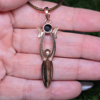 Crystal Triple Moon Copper Spiral Goddess Necklace