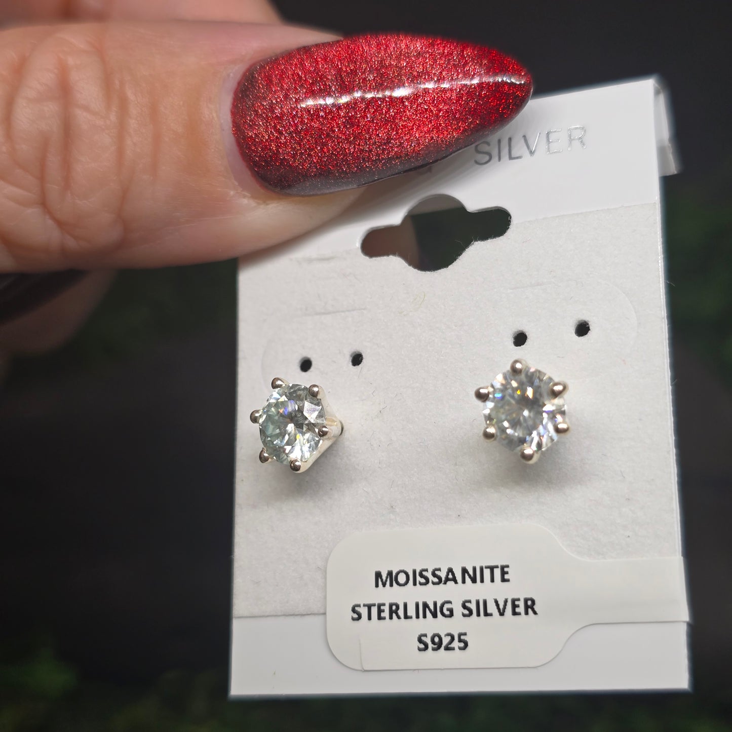Moissanite Cut Sterling Silver Stud Earrings