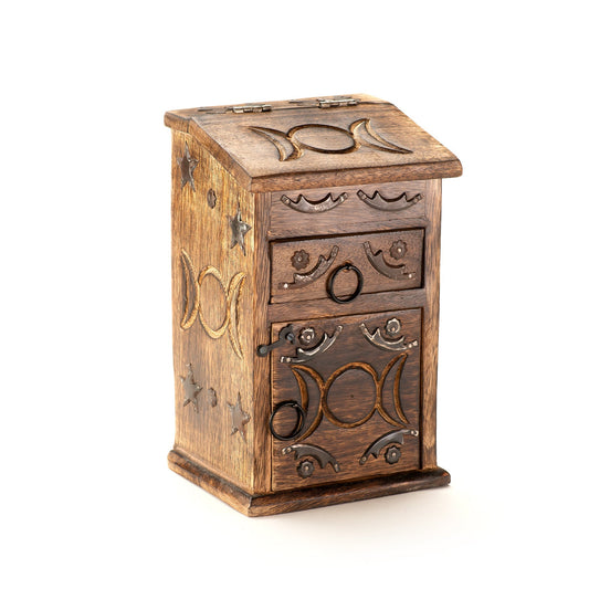 Triple Moon Wooden Chest 9"