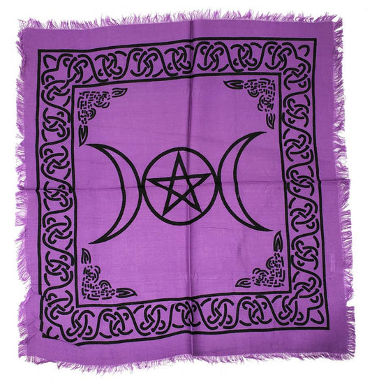 Triple Moon Pentagram Altar Cloth 18"x18"