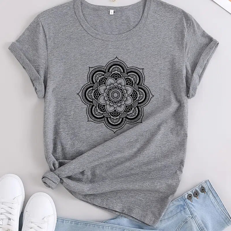 Mandala Flower Grey Woman's T-shirt