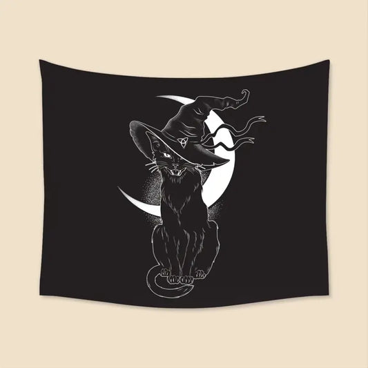Astrology Cat and Moon Hanging Wall Tapestry Decoration