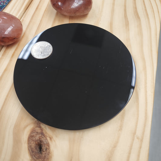 Obsidian scrying Healing Mirror Round 4" Plate