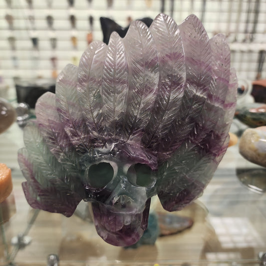 Fluorite Feather Skull