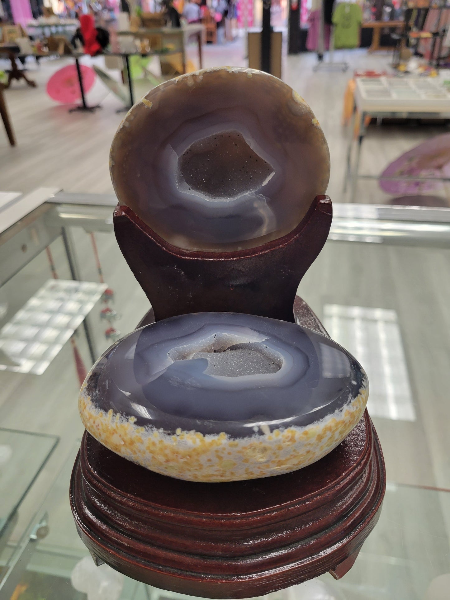 Agate with Wooden Stand Display