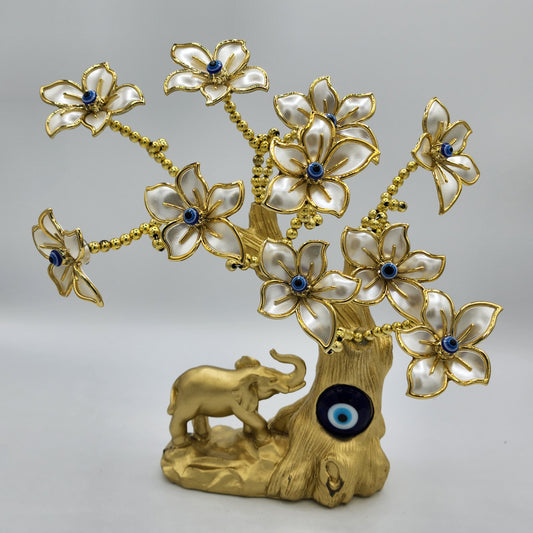 Ojo Evil Eye Tree with Goldtone Elephant Figurine