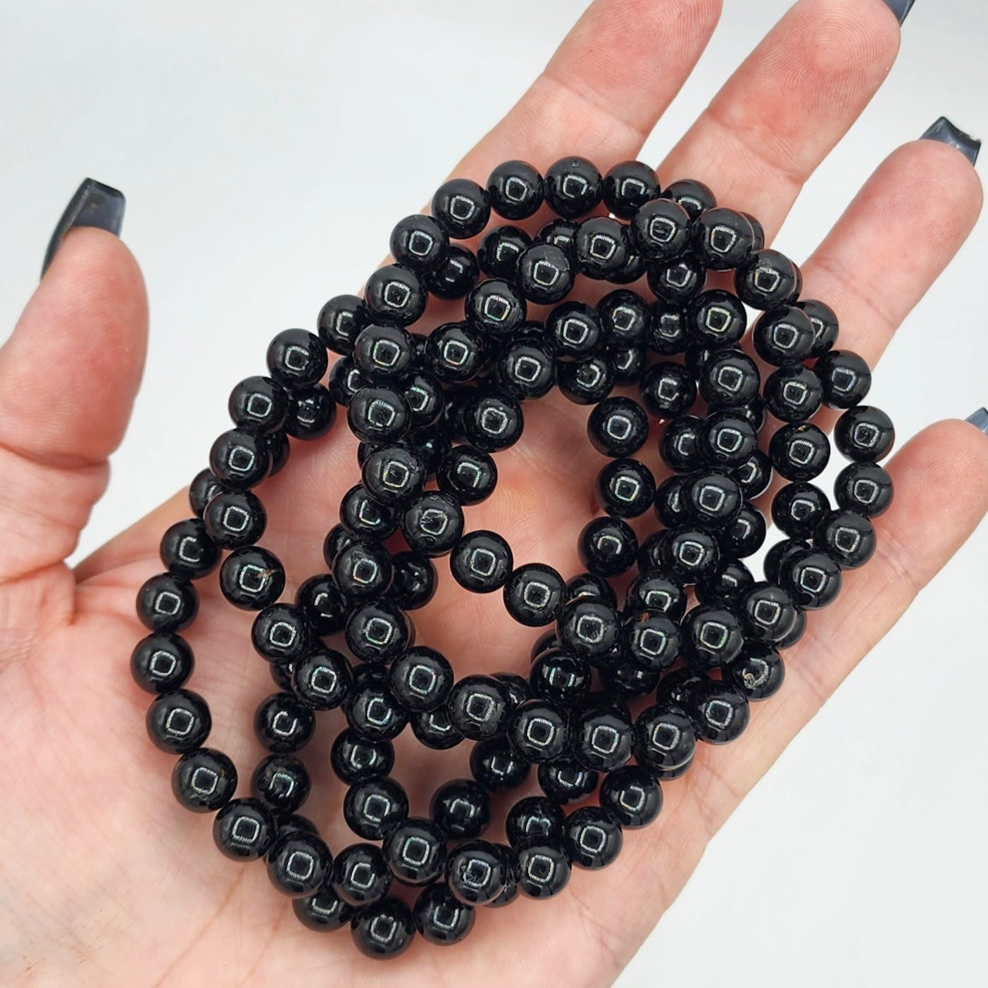 Black Tourmaline Crystal Beaded Bracelet