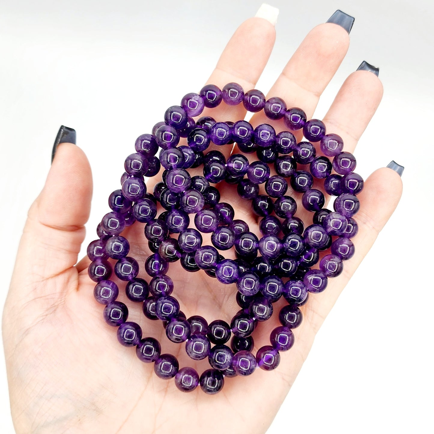 Amethyst Elastic Bead Bracelet