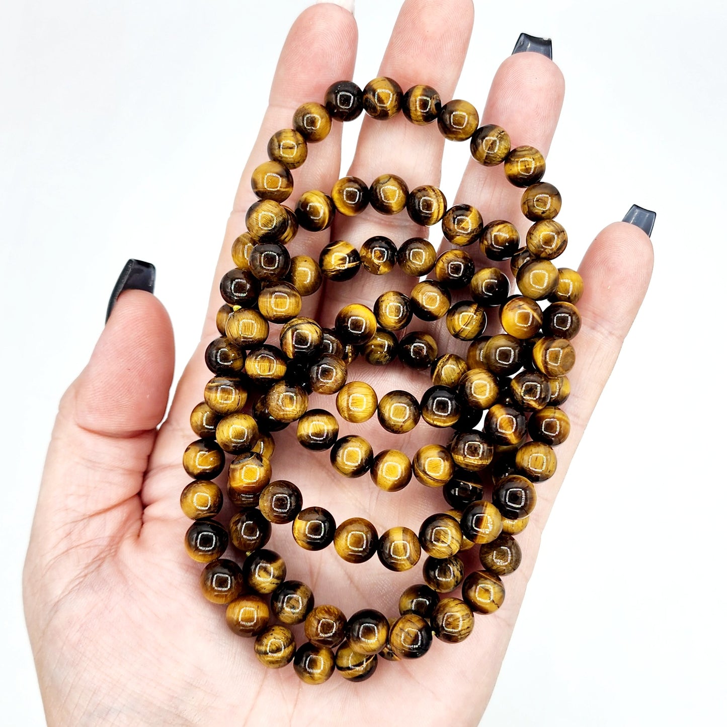 Tigers Eye Bracelet | Natural Crystal Stone Bead Stretch Bracelet