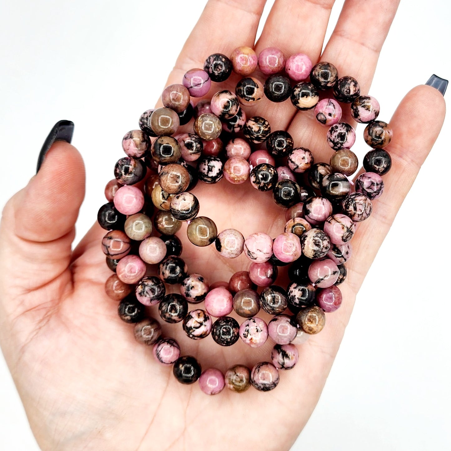 Rhodonite Bracelet | Natural Crystal Stone Bead Stretch Bracelet