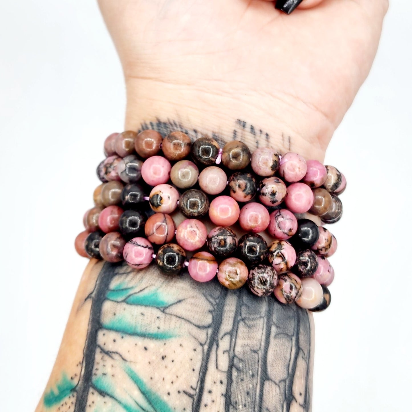 Rhodonite Bracelet | Natural Crystal Stone Bead Stretch Bracelet