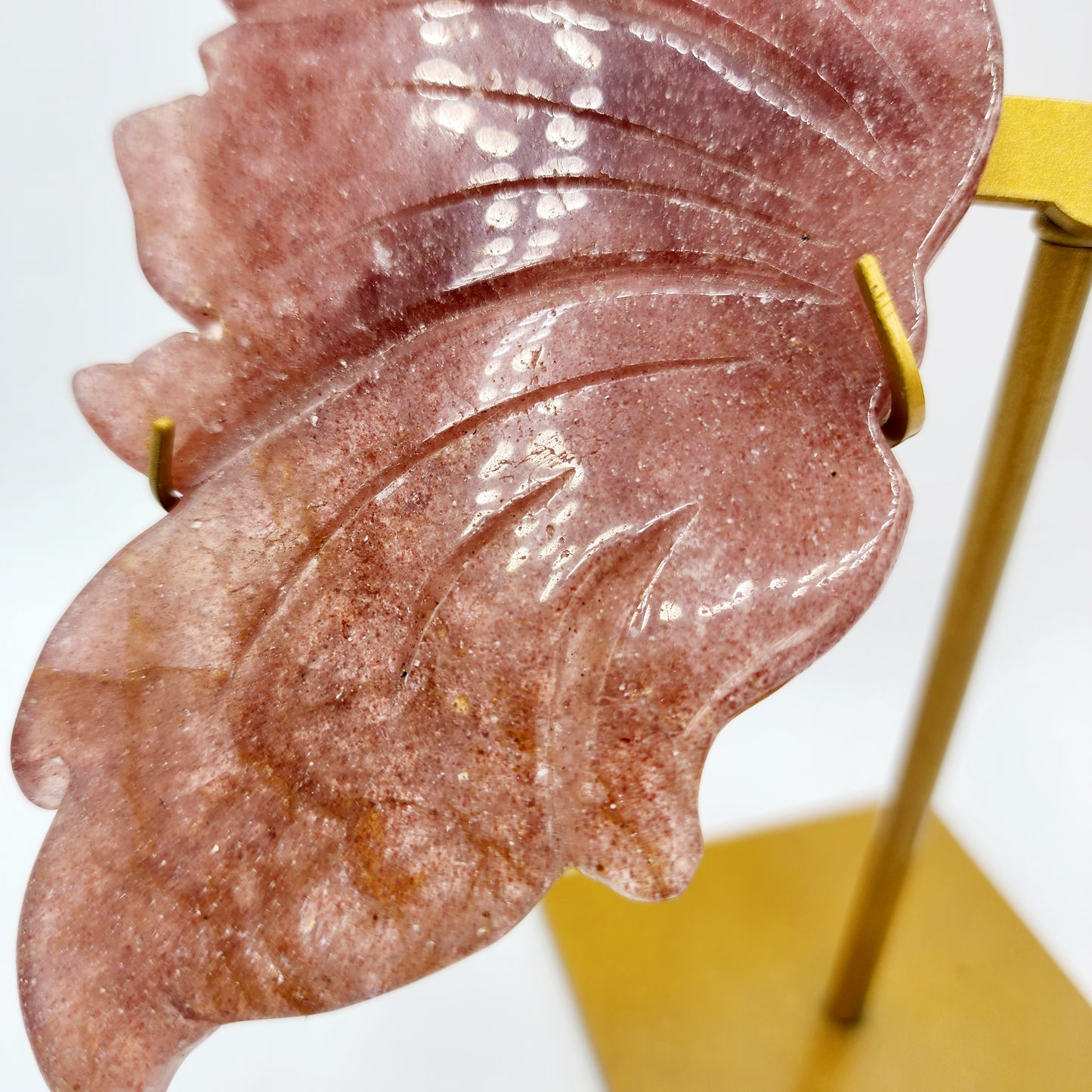 Strawberry Quartz Butterfly Wings with Stand
