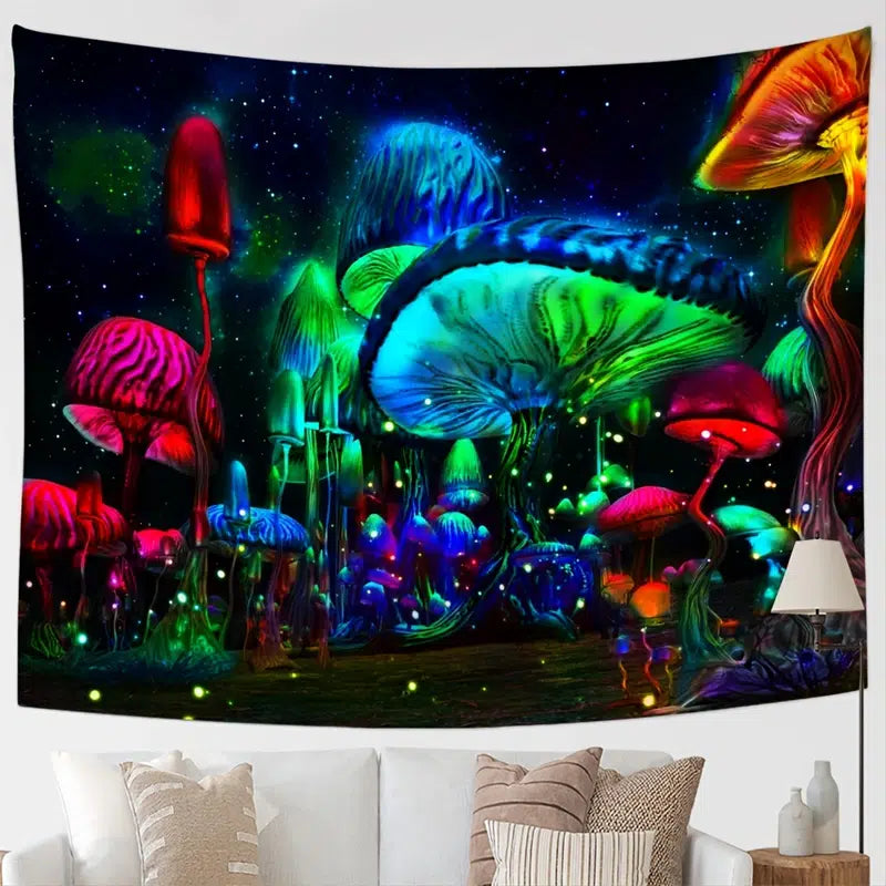 Psychedelic Mushroom Hippie Hanging Wall Tapestry Decoration (Style Choices)