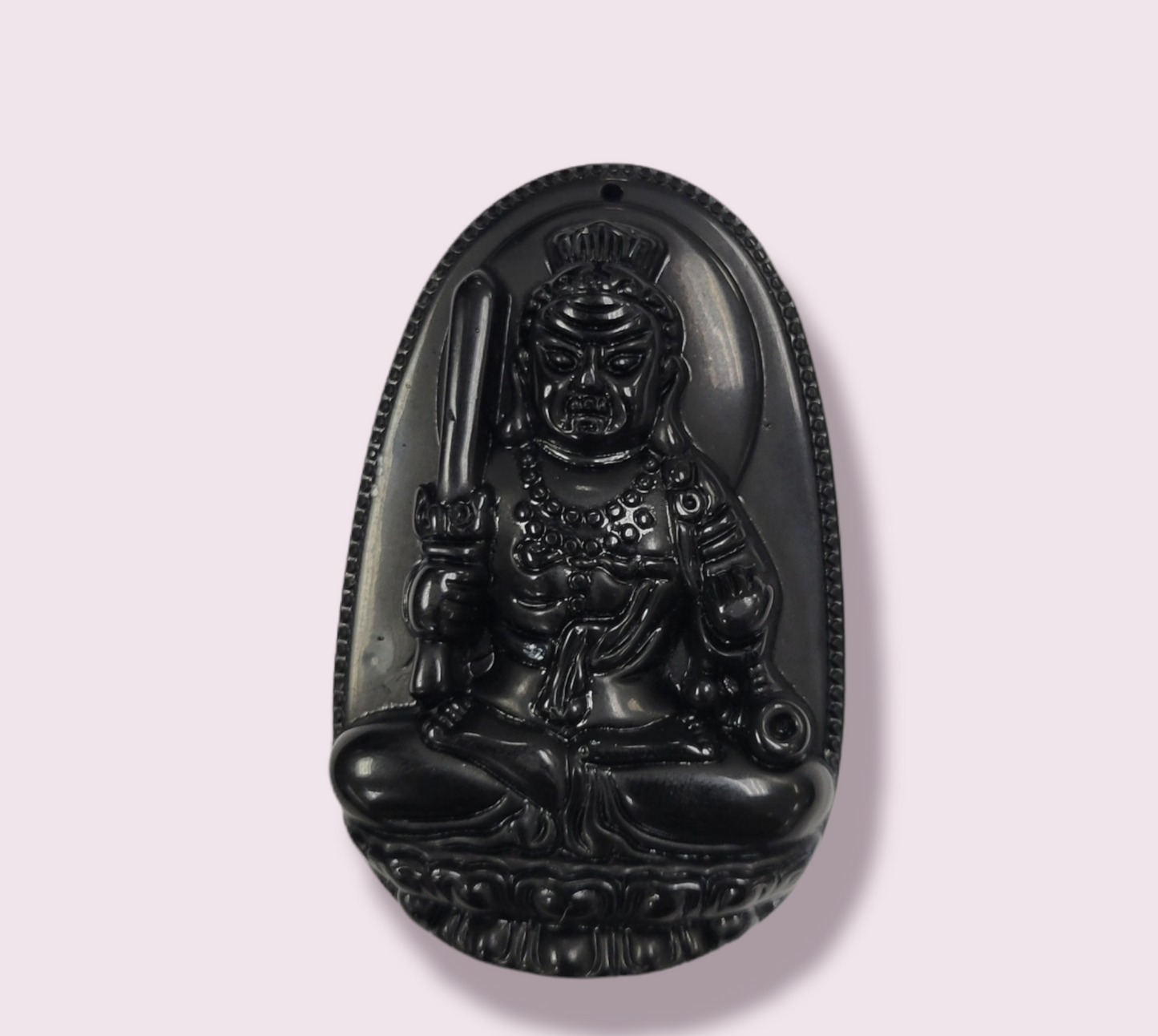 Obsidian Buddha Pendant Carving