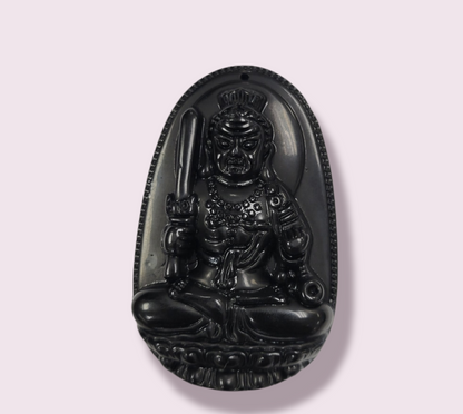 Obsidian Buddha Pendant Carving