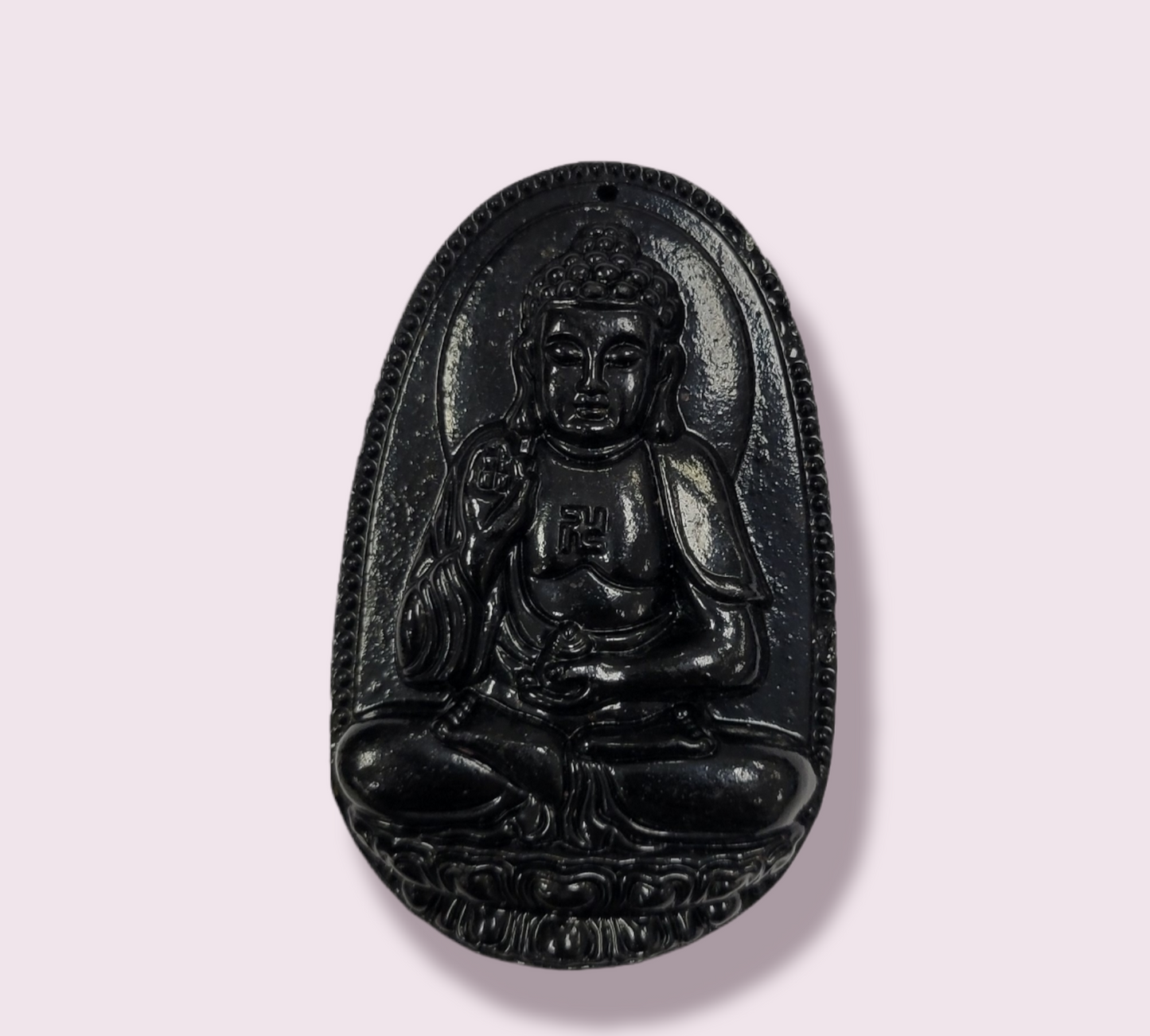 Obsidian Buddha Pendant Carving