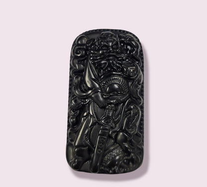 Obsidian Buddha Pendant Carving