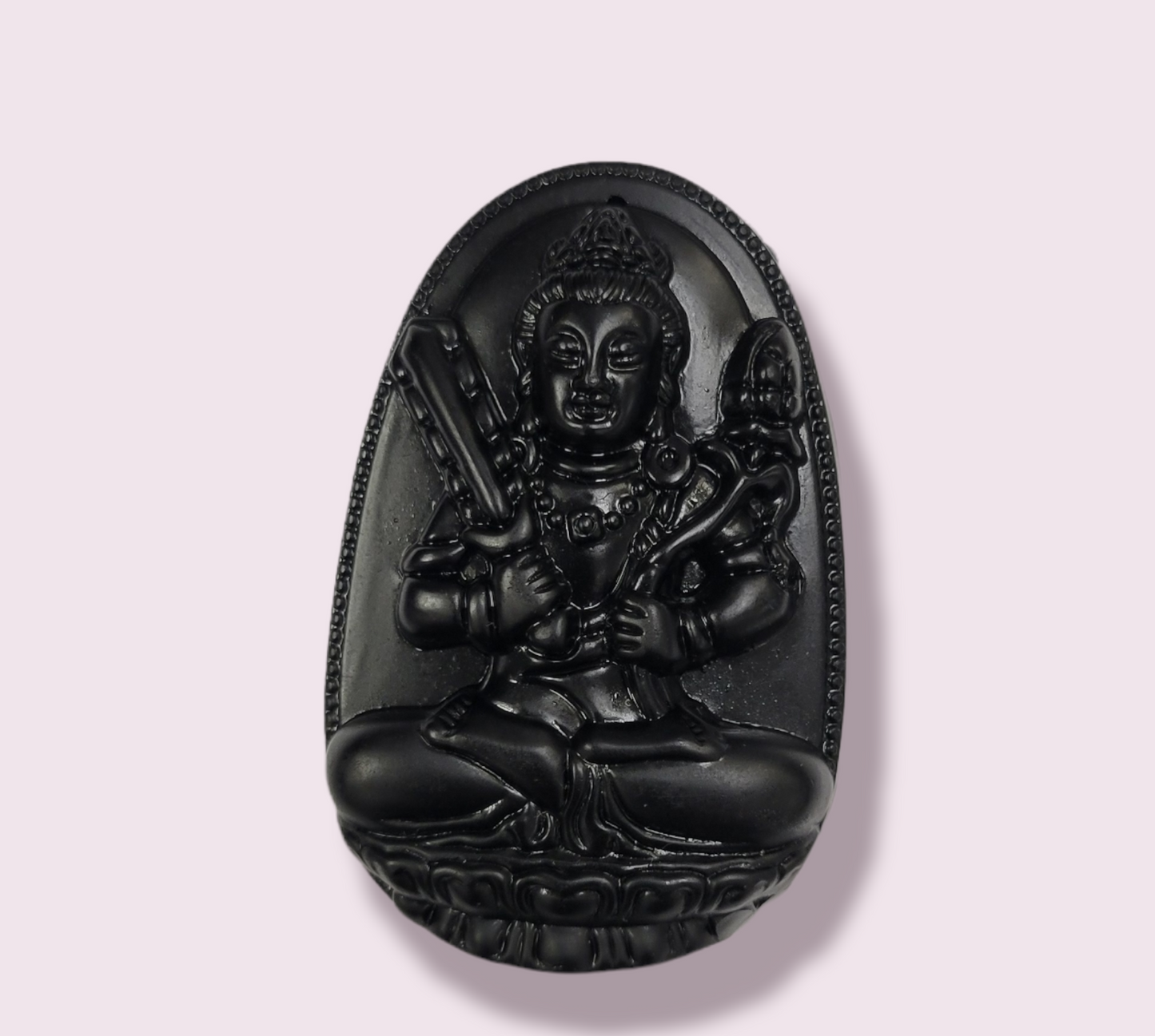 Obsidian Buddha Pendant Carving