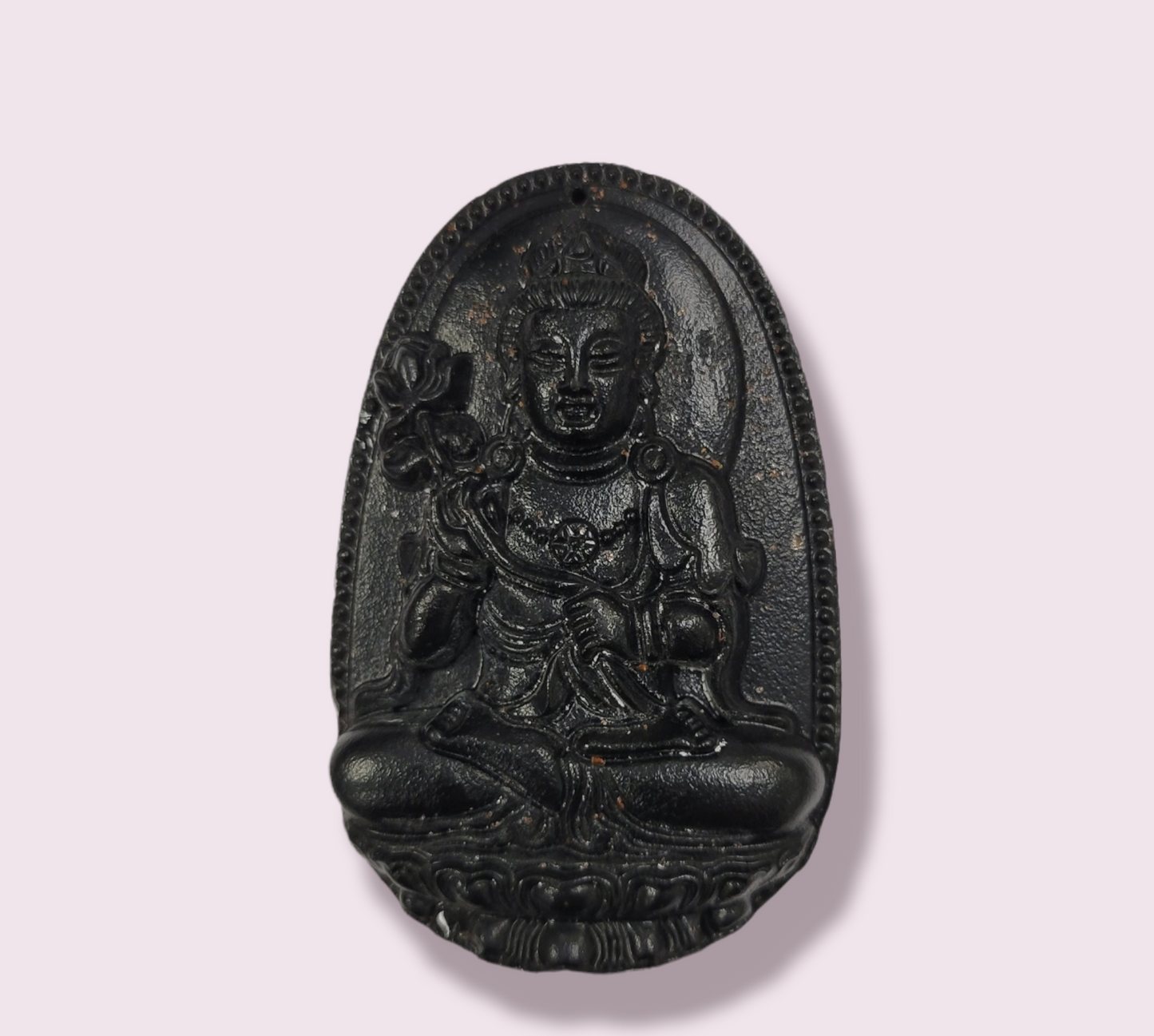 Obsidian Buddha Pendant Carving