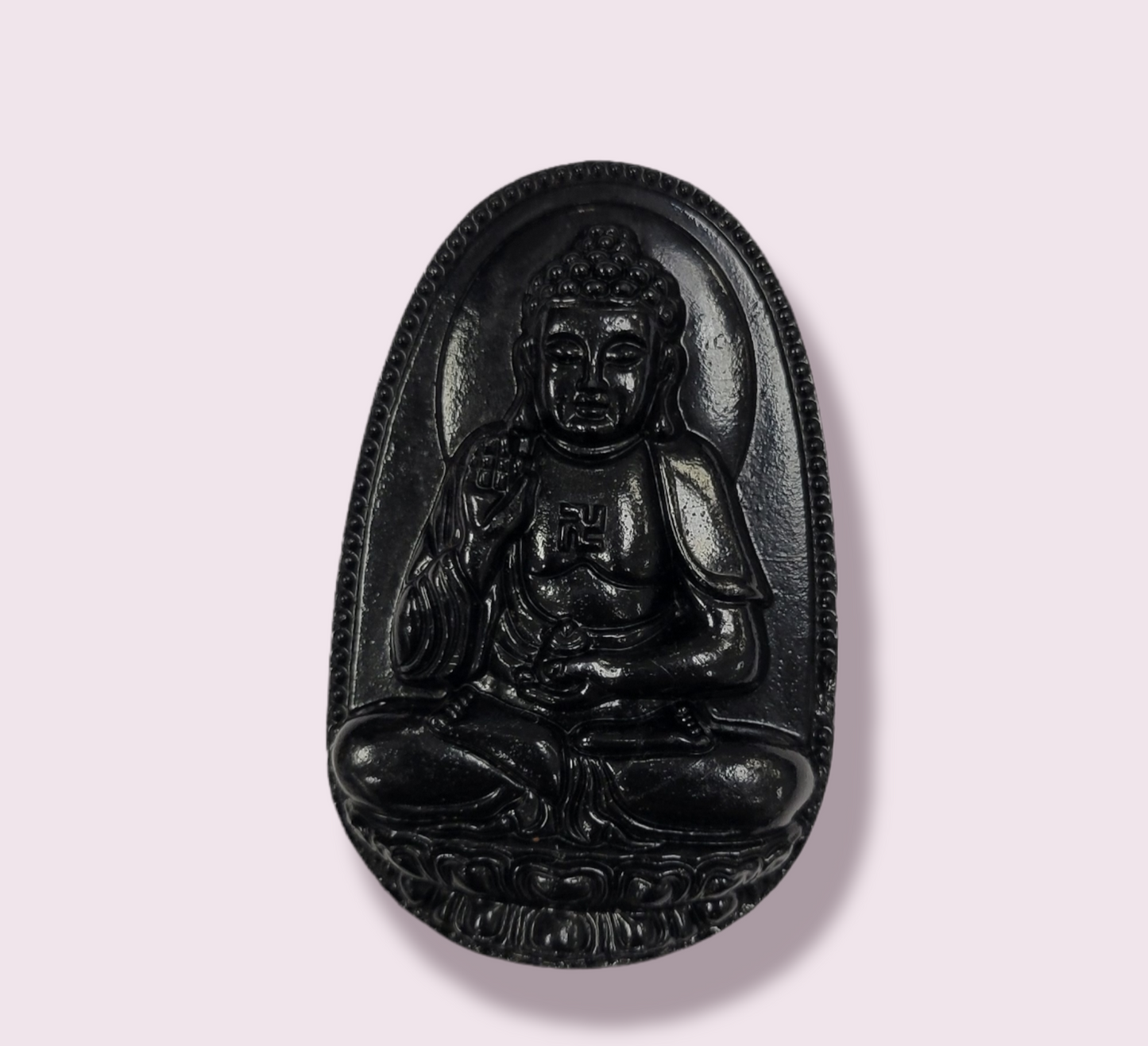 Obsidian Buddha Pendant Carving