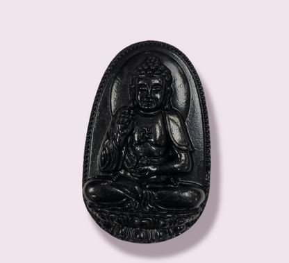 Obsidian Buddha Pendant Carving