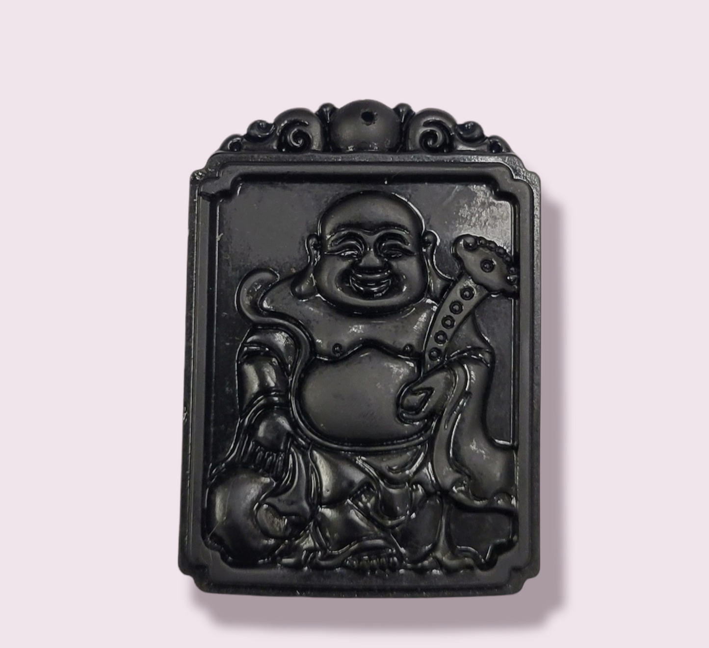 Obsidian Buddha Pendant Carving