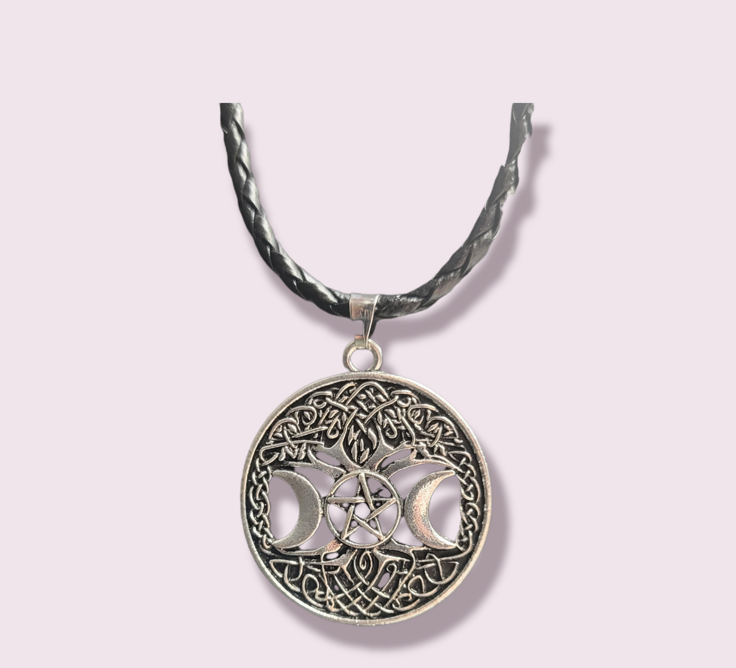 Triple Moon Goddess Tree Of Life Pentacle Pendant Necklace