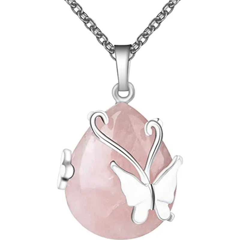 Butterfly Crystal Teardrop Necklace
