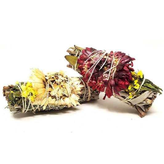 White Sage, Red Dollar Eucalyptus, Cloud Flower Smudge Stick