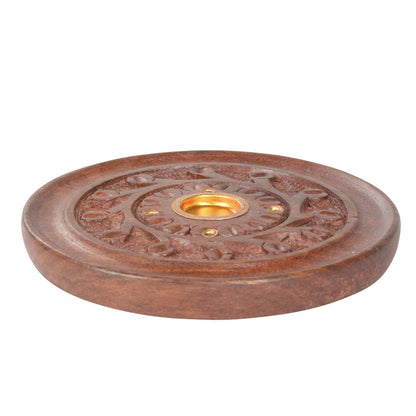 Round Wood Stick & Cone Incense Burner