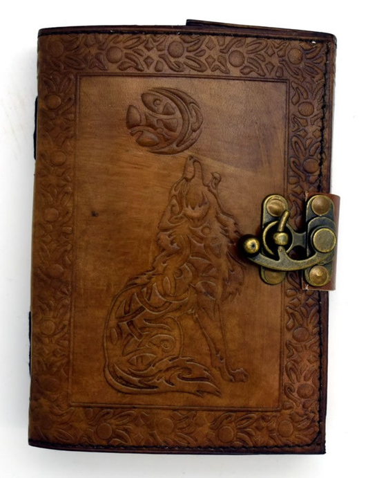 Celtic Wolf & Moon Leather Journal