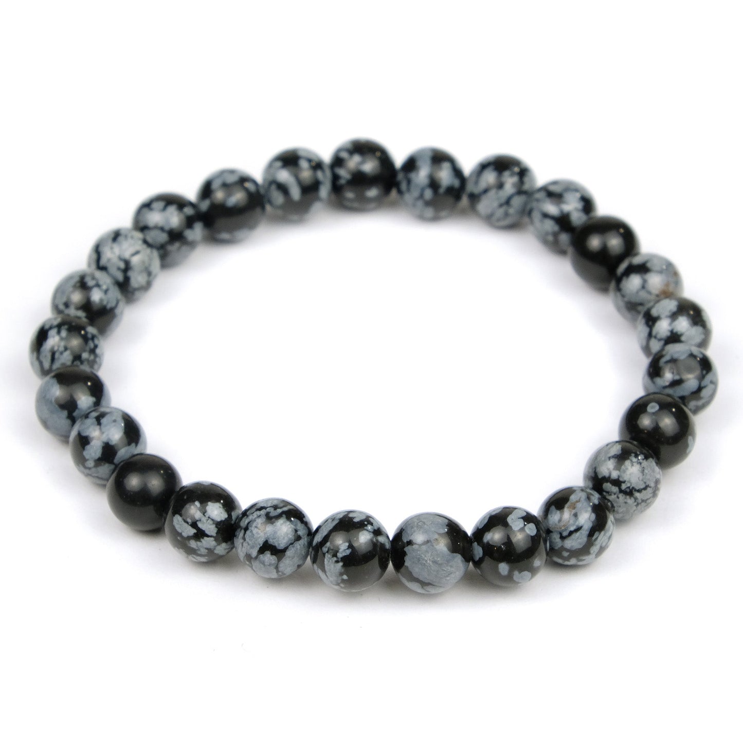 Snowflake Obsidian Bracelet | Natural Crystal Stone Bead Stretch Bracelet