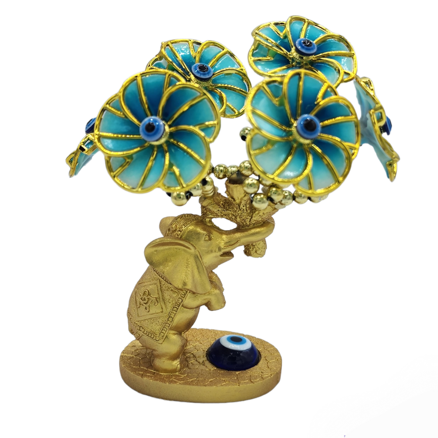 Ojo Evil Eye Floral Tree with Goldtone Elephant Figurine