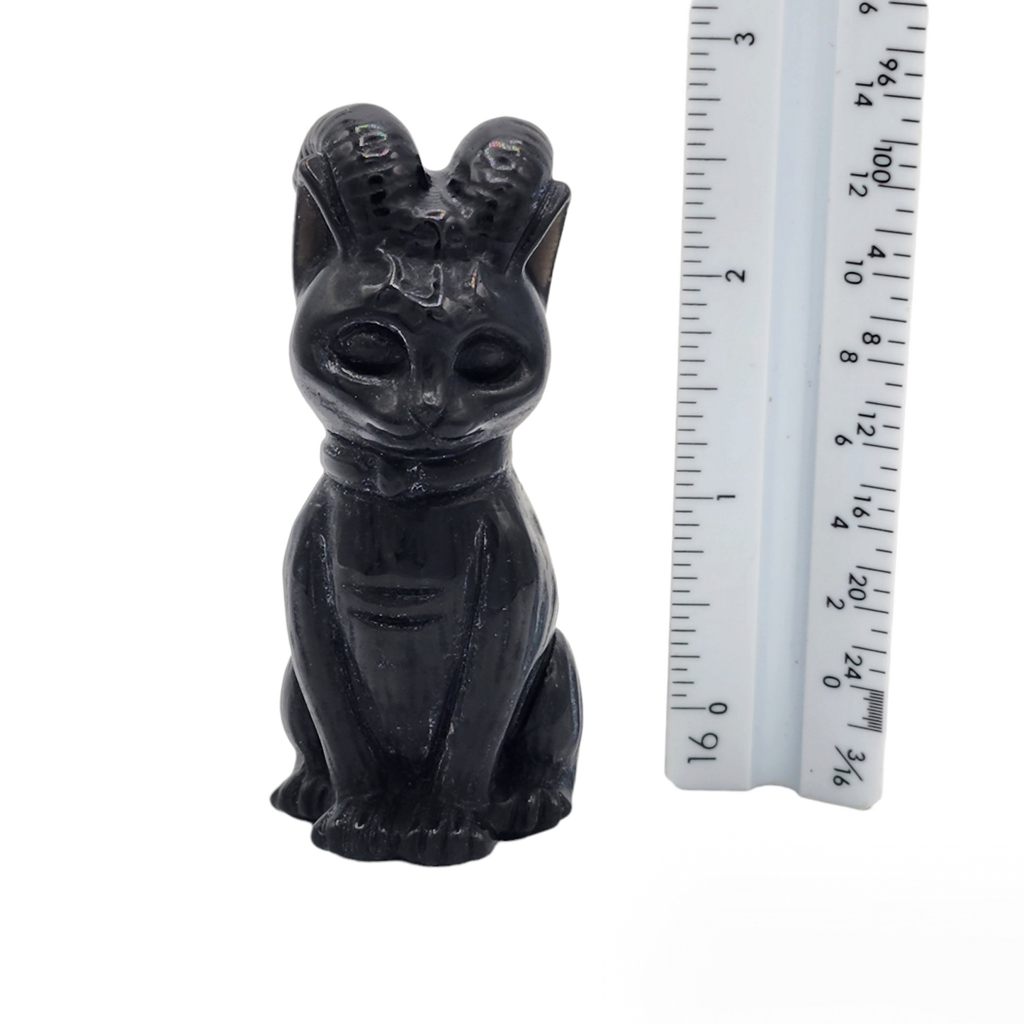 Obsidian Baphomet Cat Figurine