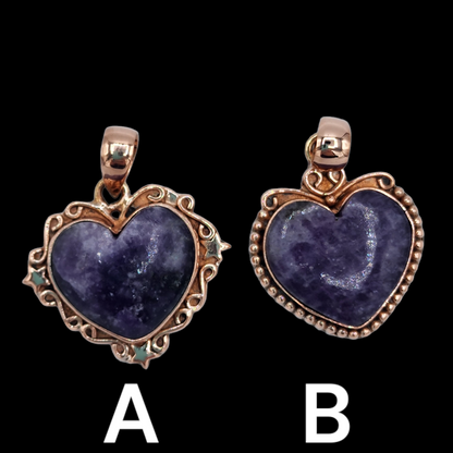 Lepidolite Heart Copper Pendants