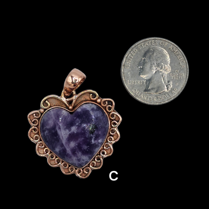 Lepidolite Heart Copper Pendants