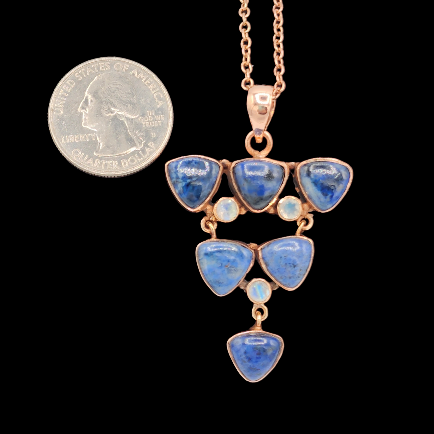 Dumortierite and Moonstone Copper Necklace