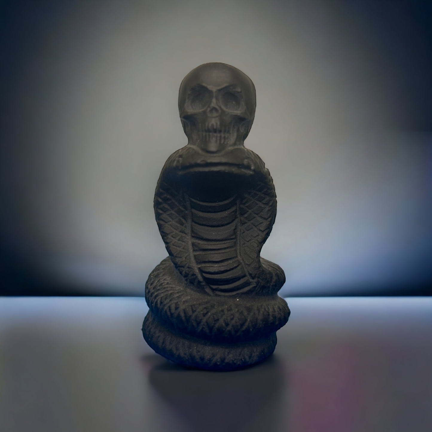 Cobra Skull Obsidian Figurine