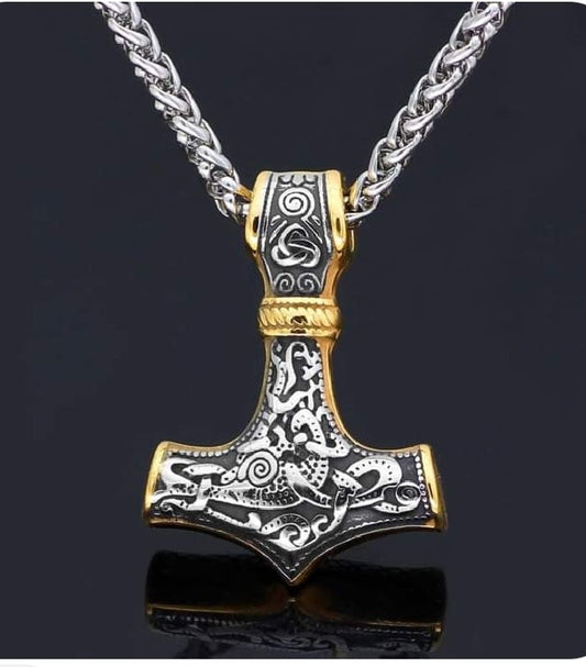 Nordic Viking Stainless Steel Thors Hammer Necklace