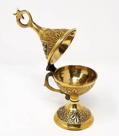 Brass Cone Burner with Hinged Lid