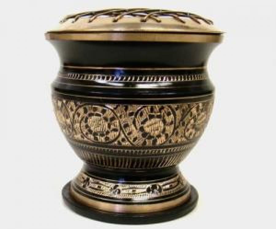 Carved Brass Screen Charcoal Burner w/Coaster
