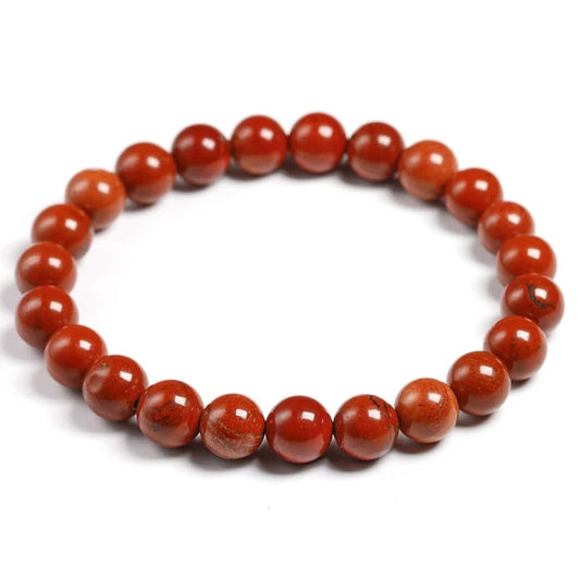 Red Jasper Bracelet | Natural Crystal Stone Bead Stretch Bracelet