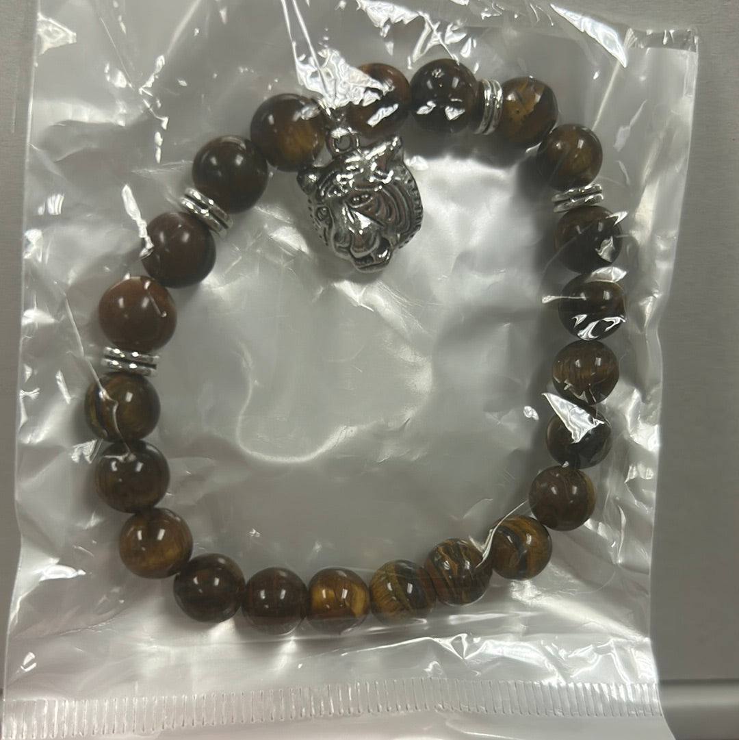 Tigers Eye w Tiger Charm Bracelet