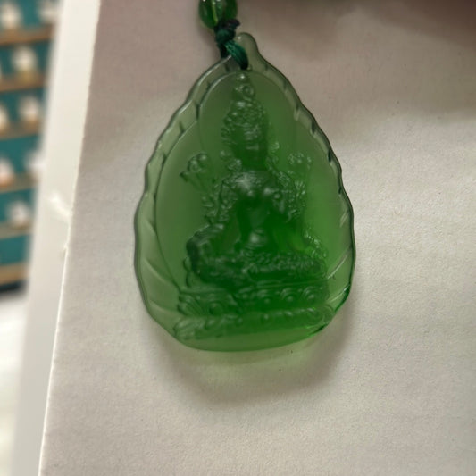 Green Jade Buddha Pendant Beaded Necklace